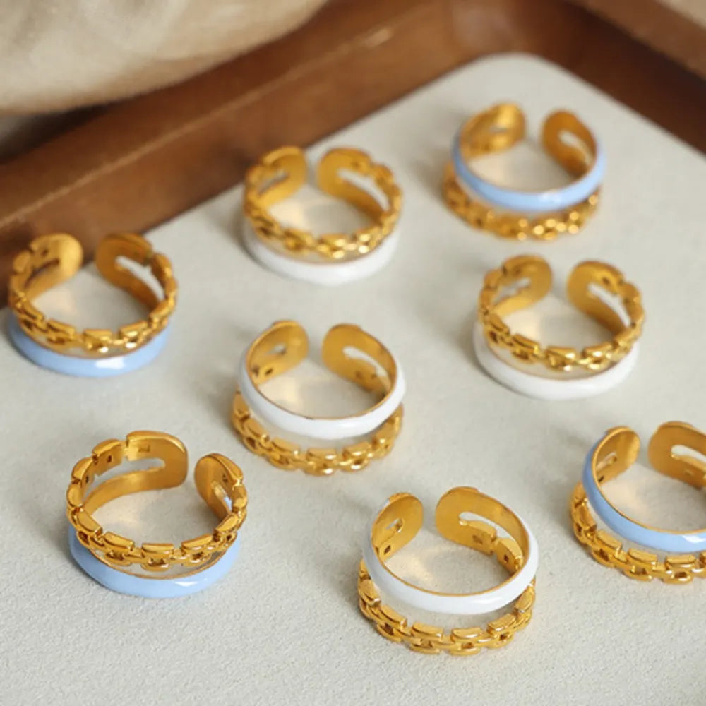 Enamel 18K Gold-Plated Open Ring - alternate ring view