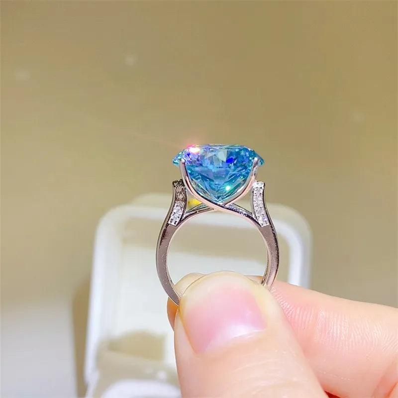 5 Carat Moissanite Sterling Silver Ring in Silver - women's ring
