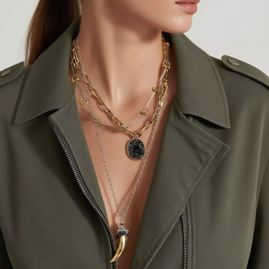 3 Piece Chain Pendant Necklace in Gold - women's pendant necklace