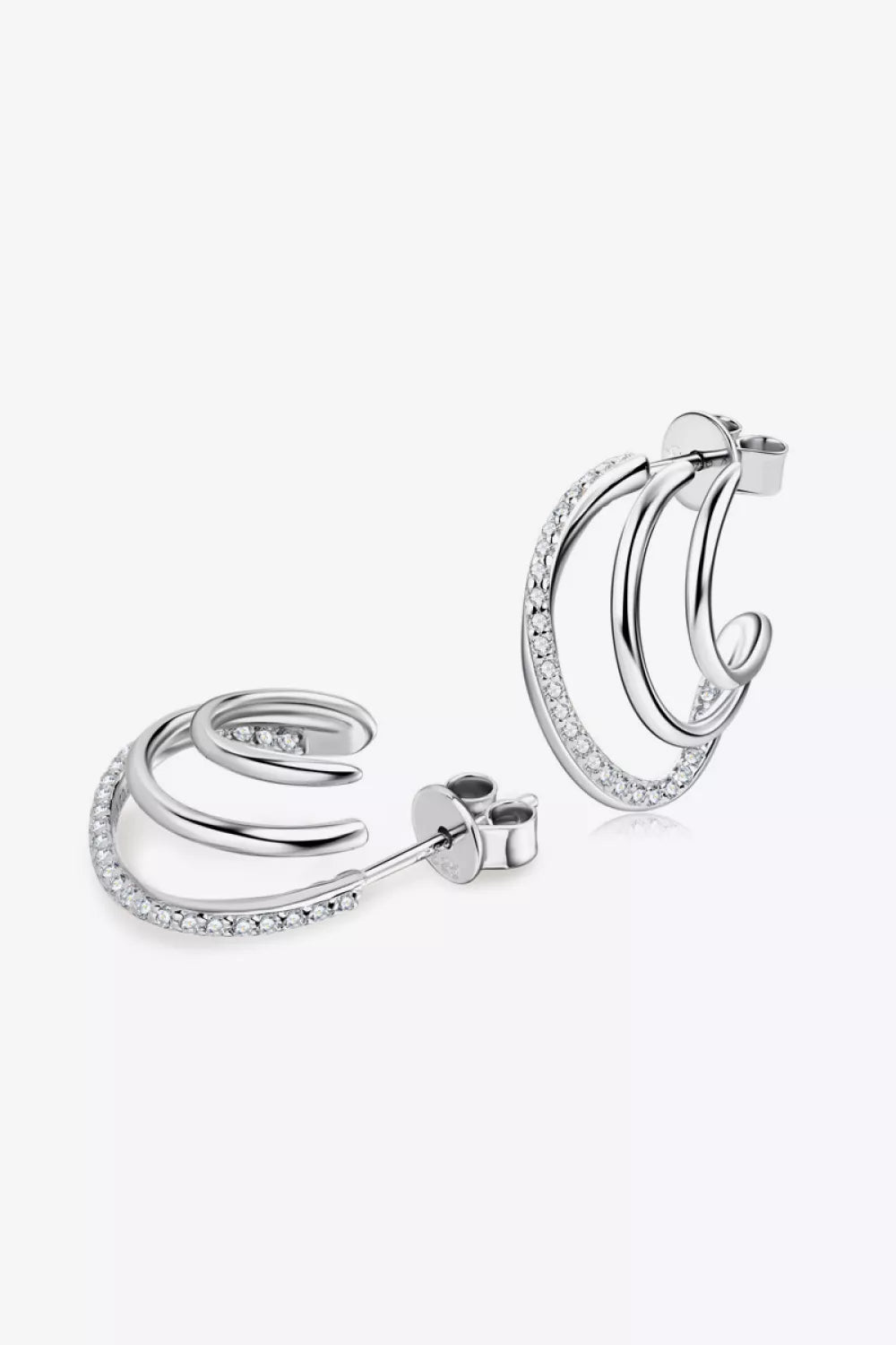 Moissanite Sterling Silver Earrings - alternate earring view