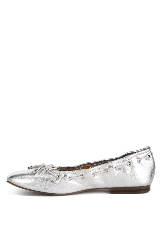 Metallic Eyelet Detail Ballerinas