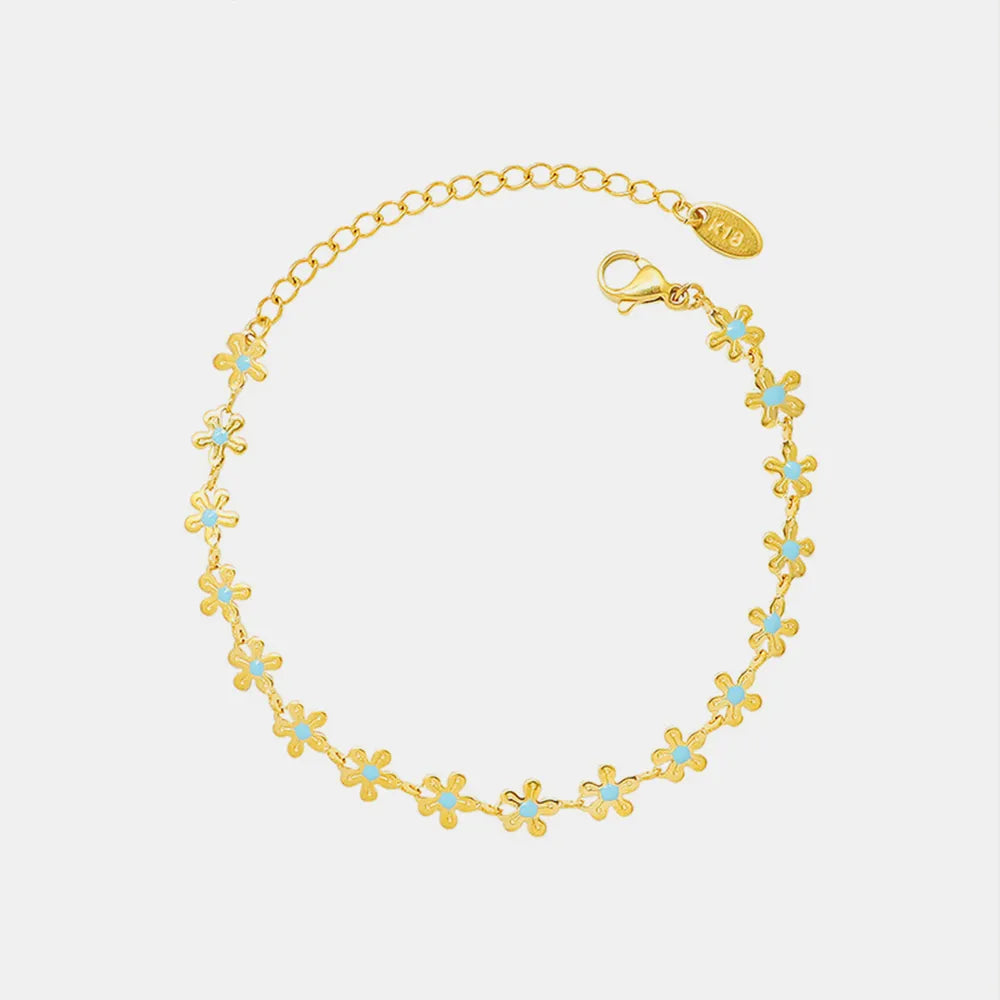 Titanium Steel Drip Oil Flower Bracelet in Gold - women's bracelet