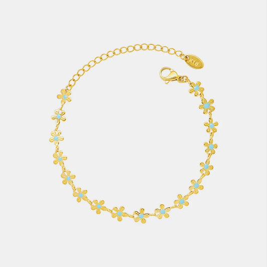 Titanium Steel Drip Oil Flower Bracelet in Gold - women's bracelet
