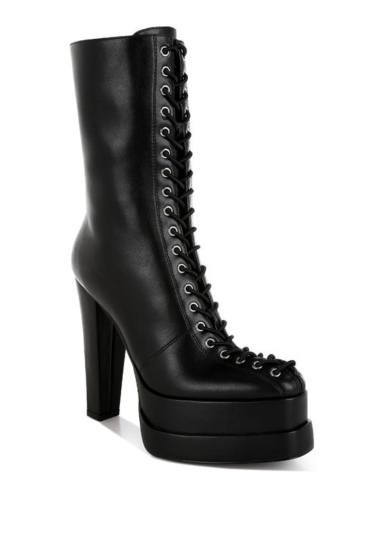 Faux Leather Lace Up Boots