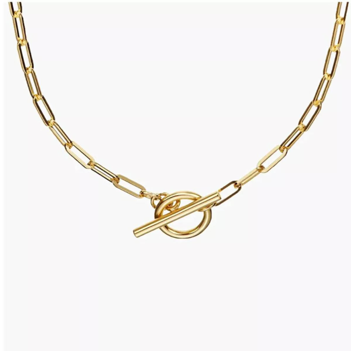 18K Gold-Plated Chain Link Toggle Clasp Necklace - alternate necklace view