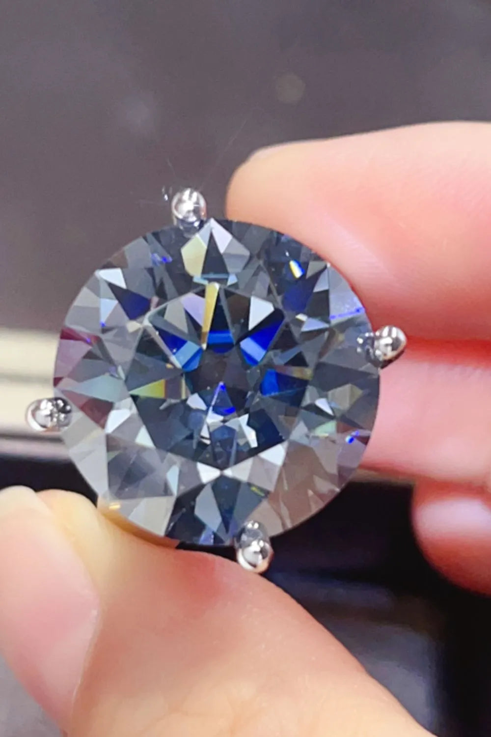 20 Carat Moissanite Sterling Silver Ring in Royal Blue - women's ring