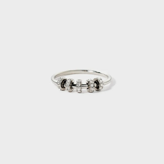 Inlaid Zircon Sterling Silver Ring in Silver - women's ring