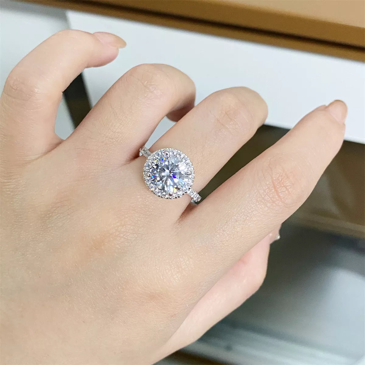 5 Carat Moissanite Sterling Silver Round Ring in Silver - women's ring