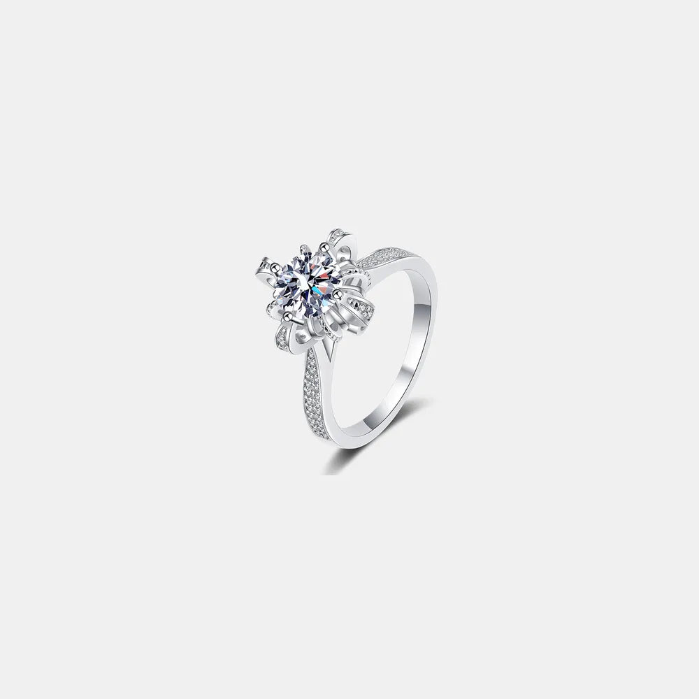 1 Carat Moissanite Sterling Silver Ring in Silver - women's ring