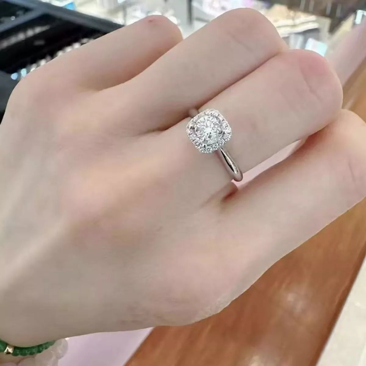 1 Carat Sterling Silver Moissanite Square Ring - alternate ring view