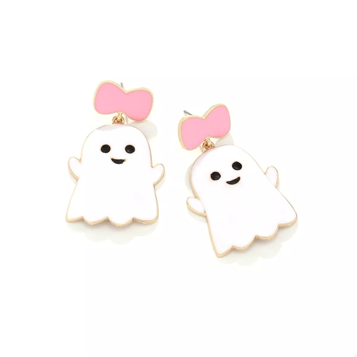 Halloween Ghost Dangle Earrings with Bow - alternate earring view