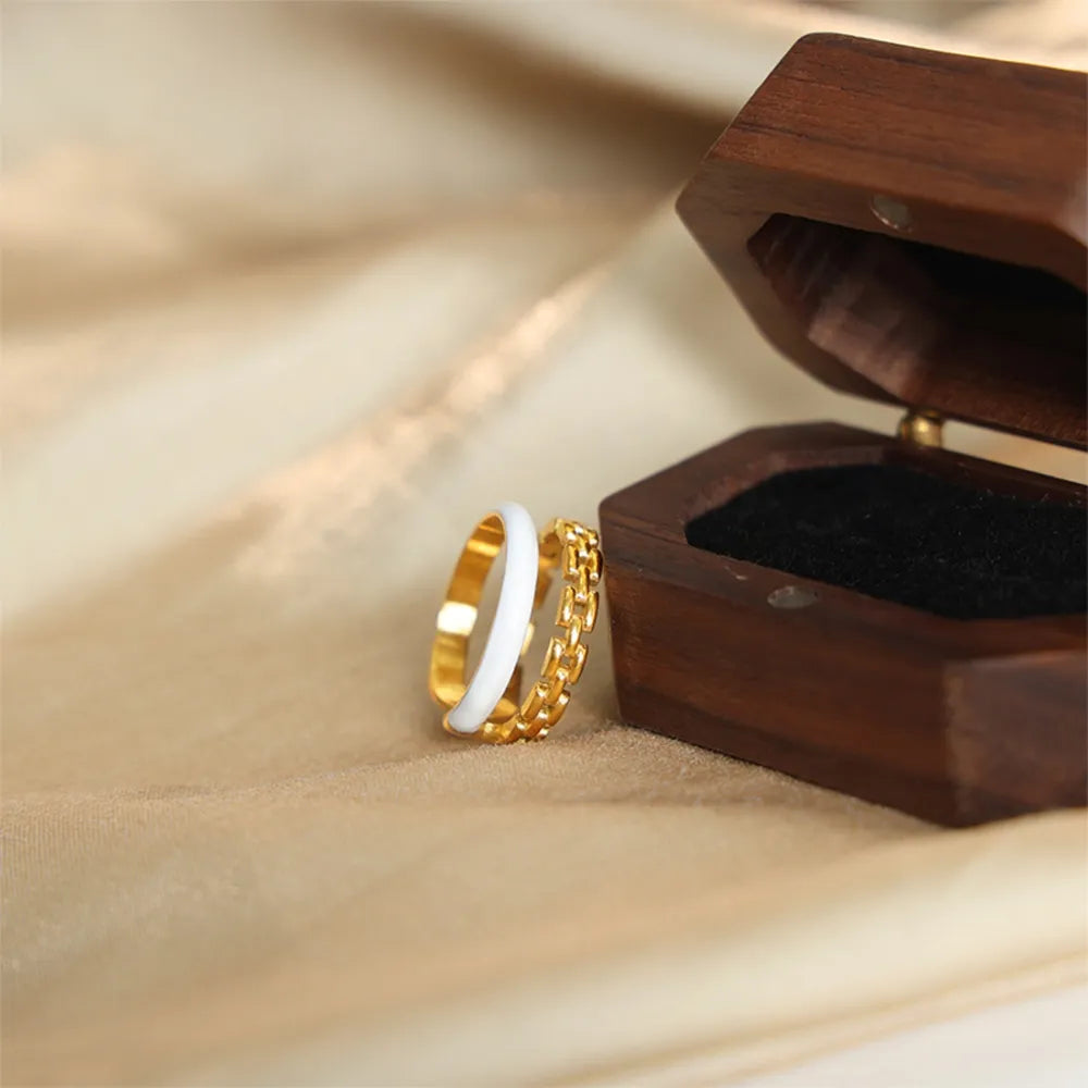 Enamel 18K Gold-Plated Open Ring - alternate ring view