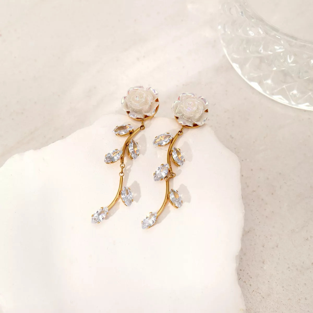 Flower Drop Earrings - alternate earring view