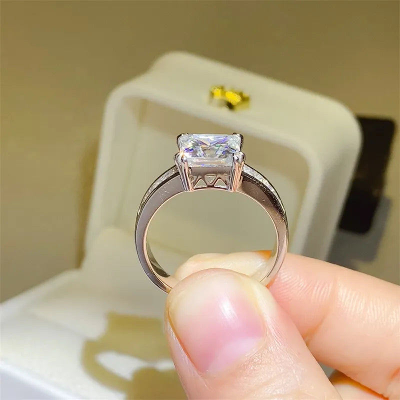 3 Carat Moissanite Sterling Silver Square Shape Ring - alternate ring view