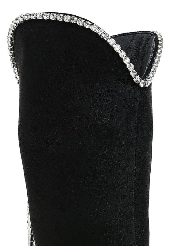 Diamante Chain Calf Boots