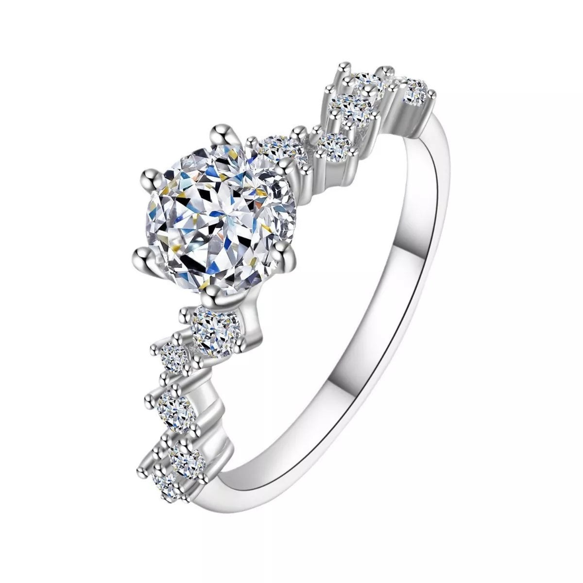 1 Carat Moissanite Sterling Silver Ring - alternate ring view