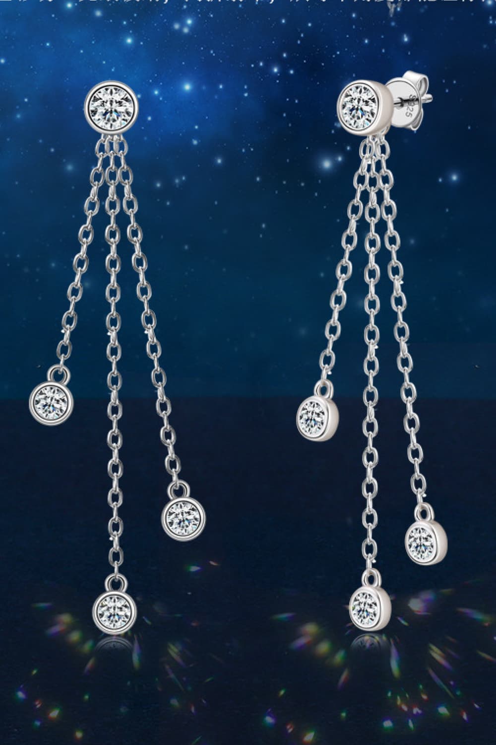 1.2 Carat Moissanite Layered Chain Earrings in Gold - women's earrings