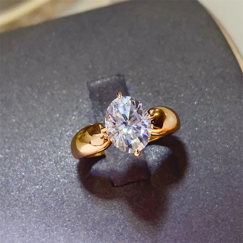 2 Carat Moissanite Sterling Silver Ring in Gold - women's ring