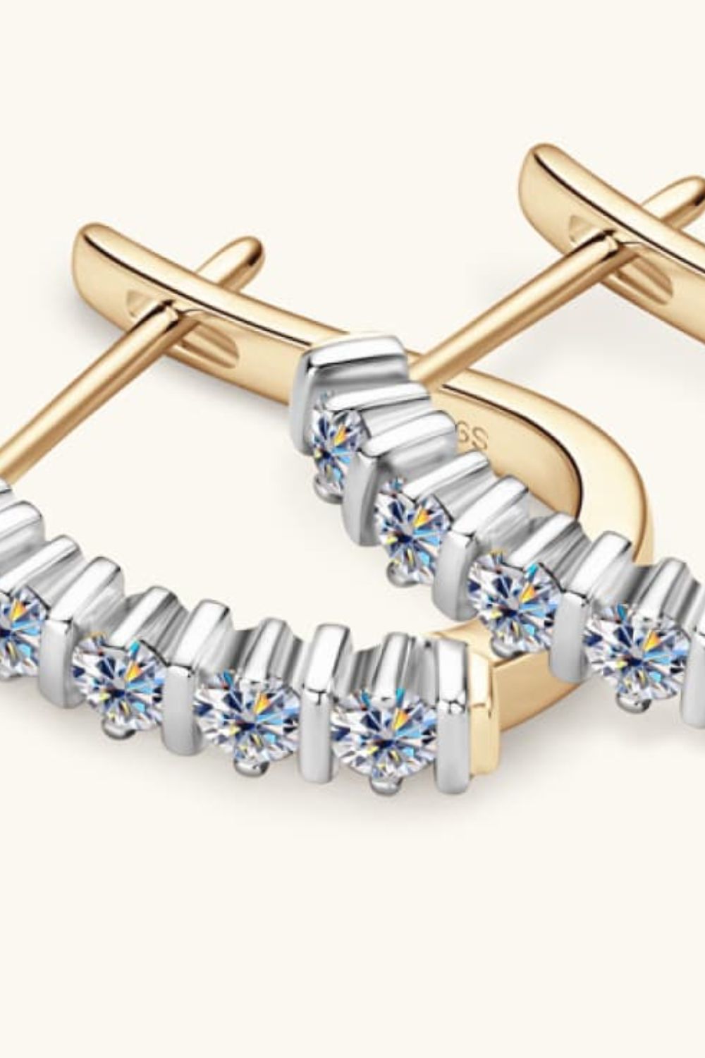 Moissanite Sterling Silver Earrings - alternate earring view