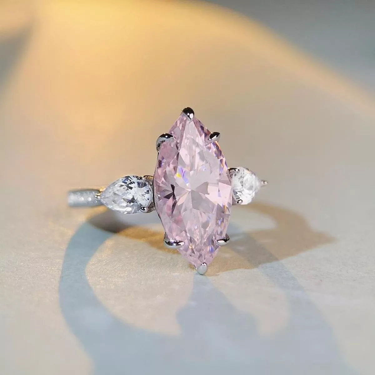 Sterling Silver Geometric Ring in Pink - women's ring