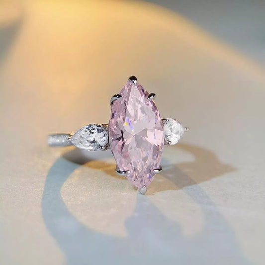 Sterling Silver Geometric Ring in Pink - women's ring