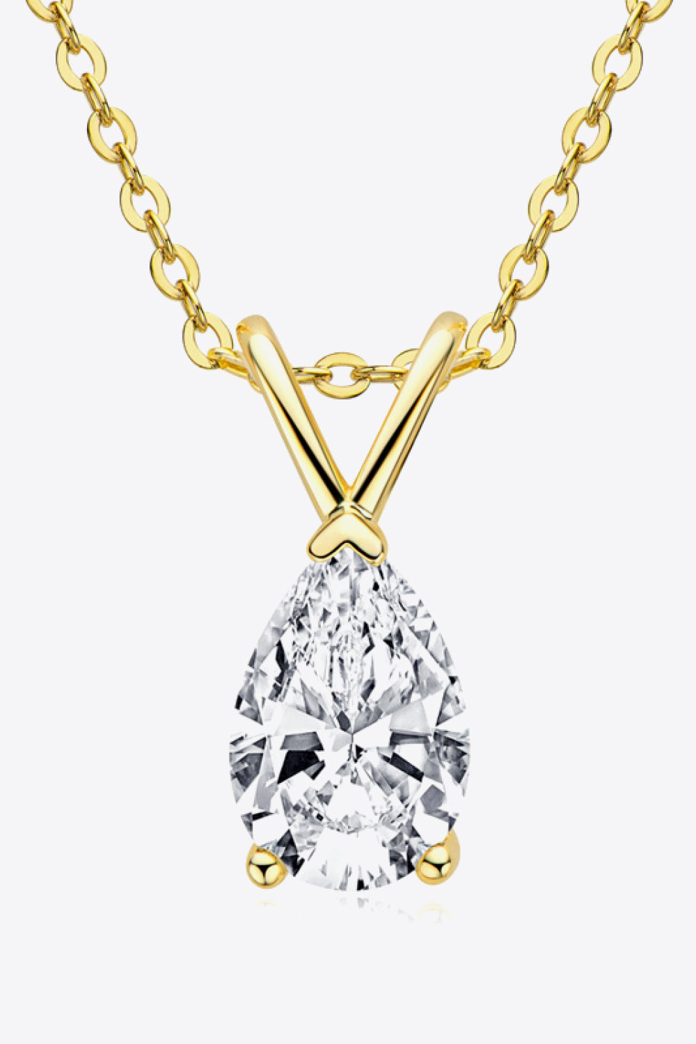 1.5 Carat Moissanite Pendant Sterling Silver Necklace in Gold - women's pendant necklace