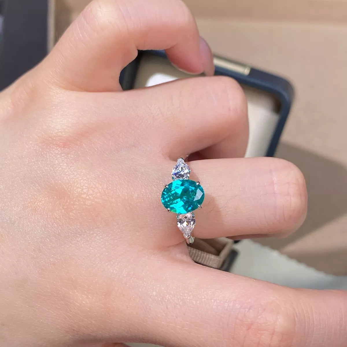 Topaz Sterling Silver Oval Ring in Cerulean - women's ring