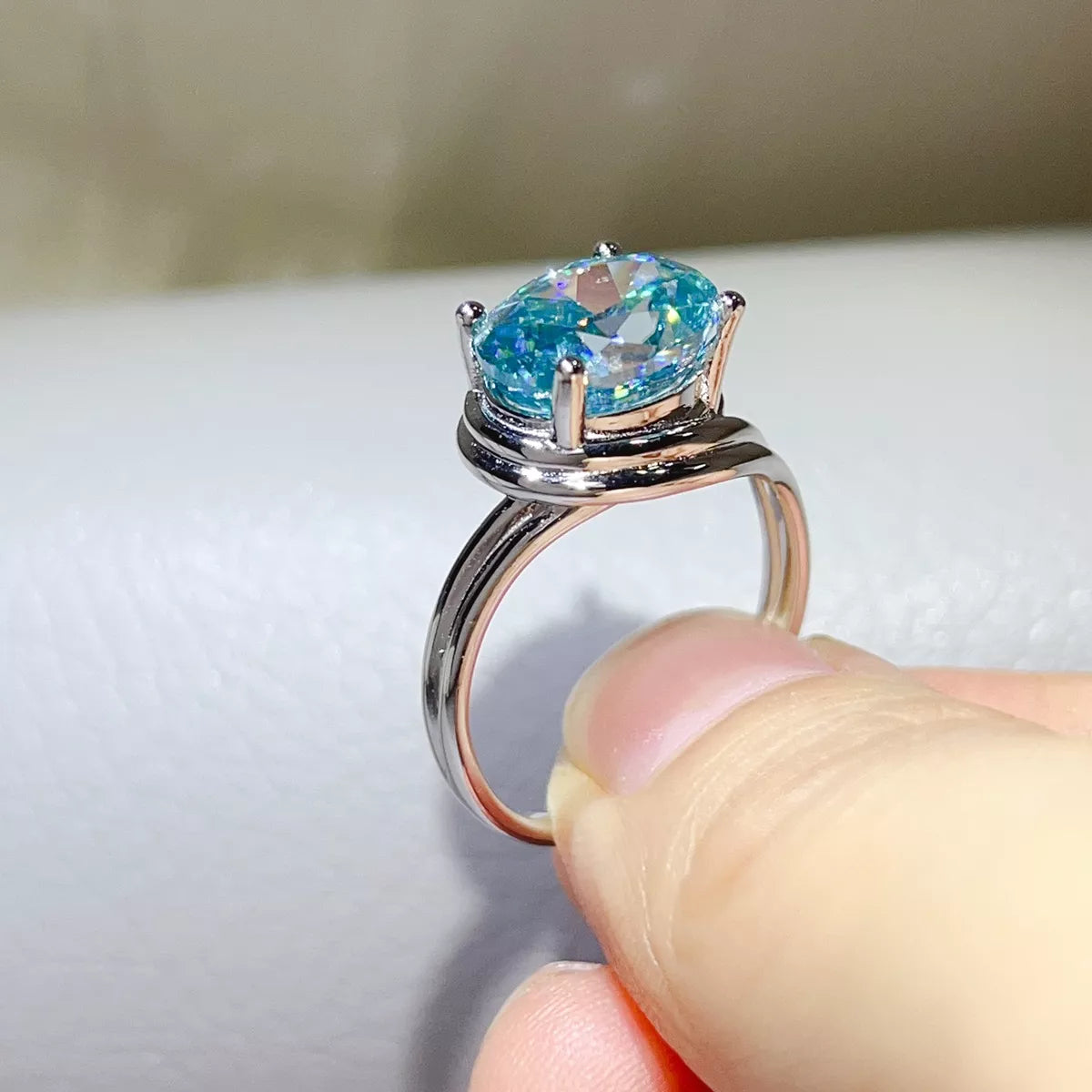 5 Carat Sterling Silver Moissanite Ring - alternate ring view