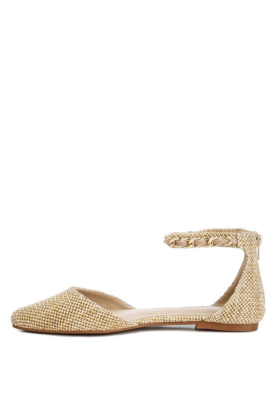 Raffia Chain Flat Sandals