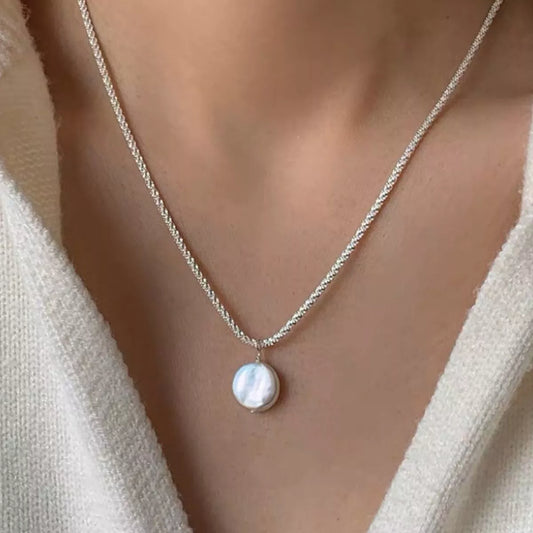 Pearl Pendant Necklace in Silver - women's pendant necklace
