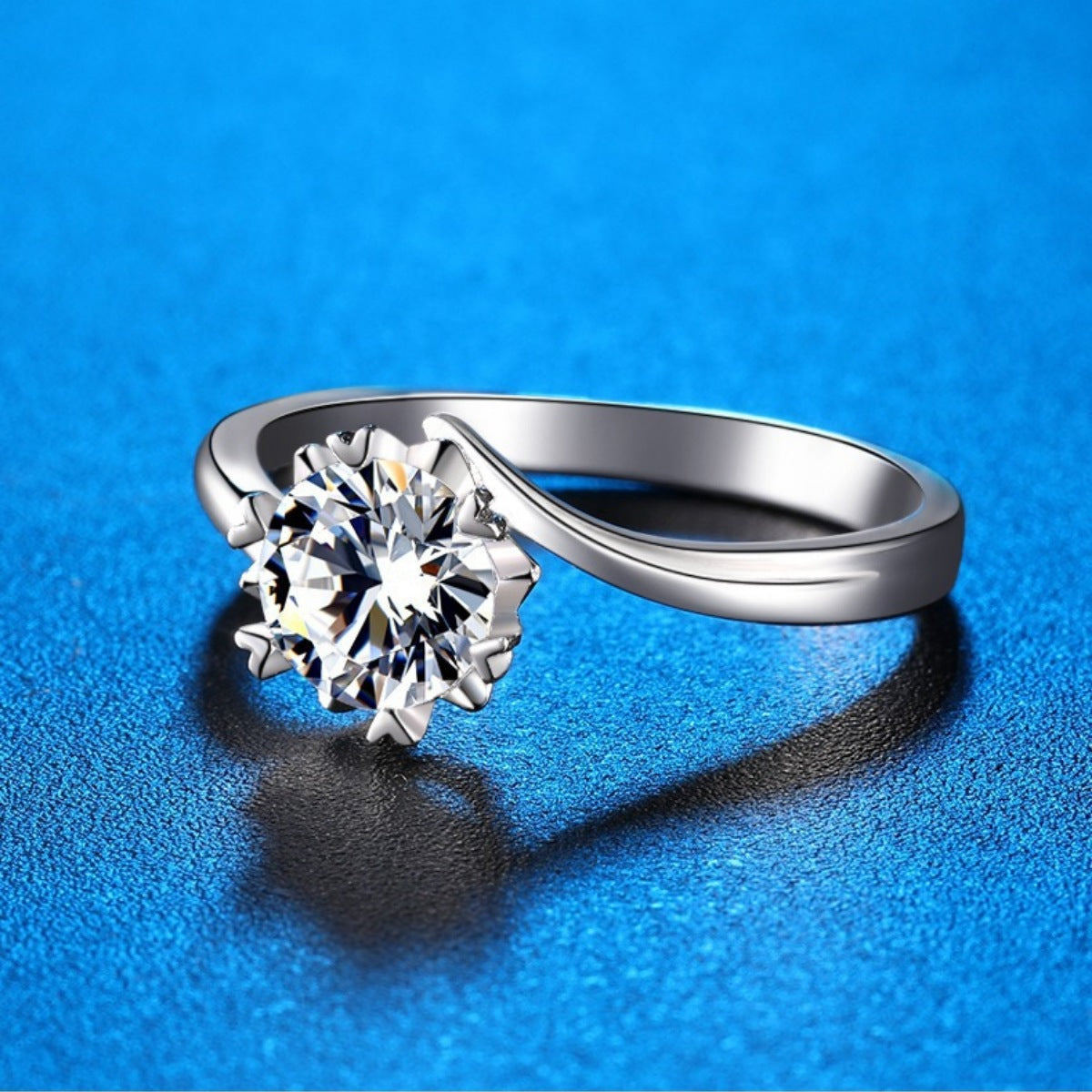 1 Carat Sterling Silver Moissanite Ring - alternate ring view