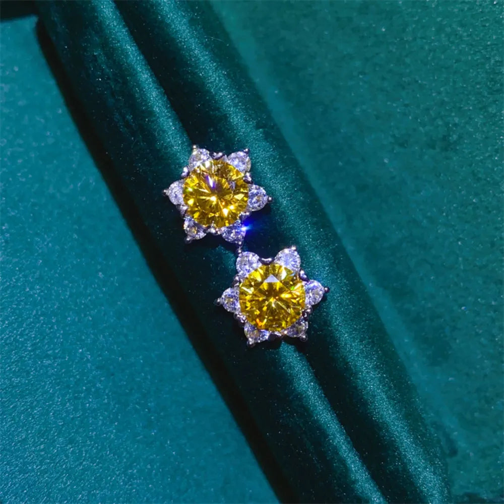 2 Carat Moissanite Sterling Silver Stud Earrings - alternate earring view