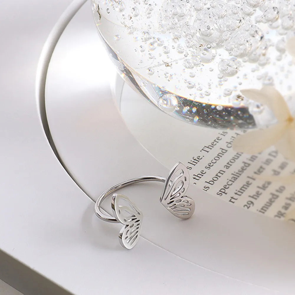 Titanium Steel Butterfly Open Ring - alternate ring view