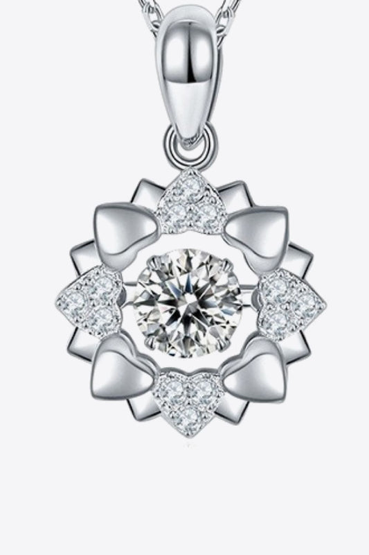 Moissanite Flower Shape Pendant Necklace - alternate necklace view