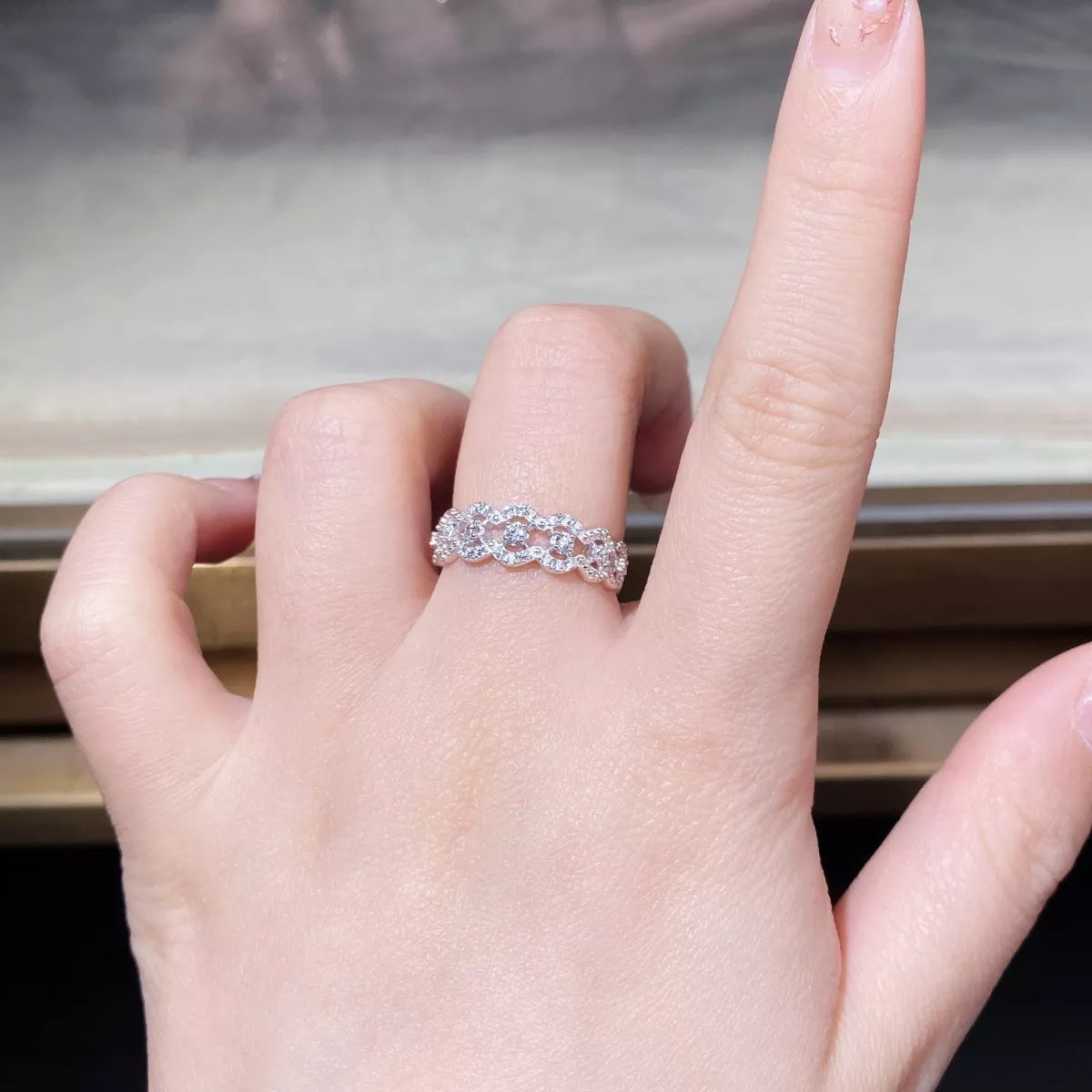 Sterling Silver Zircon Band Ring in Silver - women's band ring