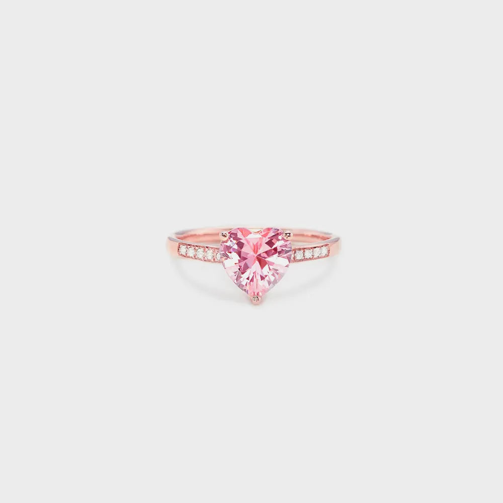 Heart Zircon Sterling Silver Ring in Rose Gold - women's ring