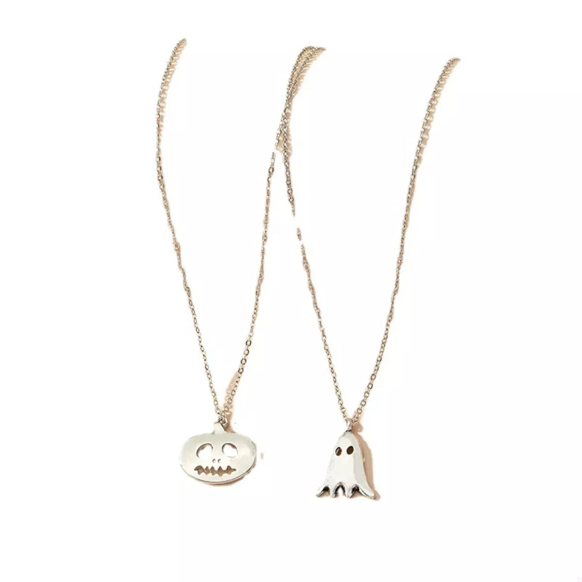 2 Piece Halloween Ghost & Pumpkin Pendant Necklace - alternate necklace view