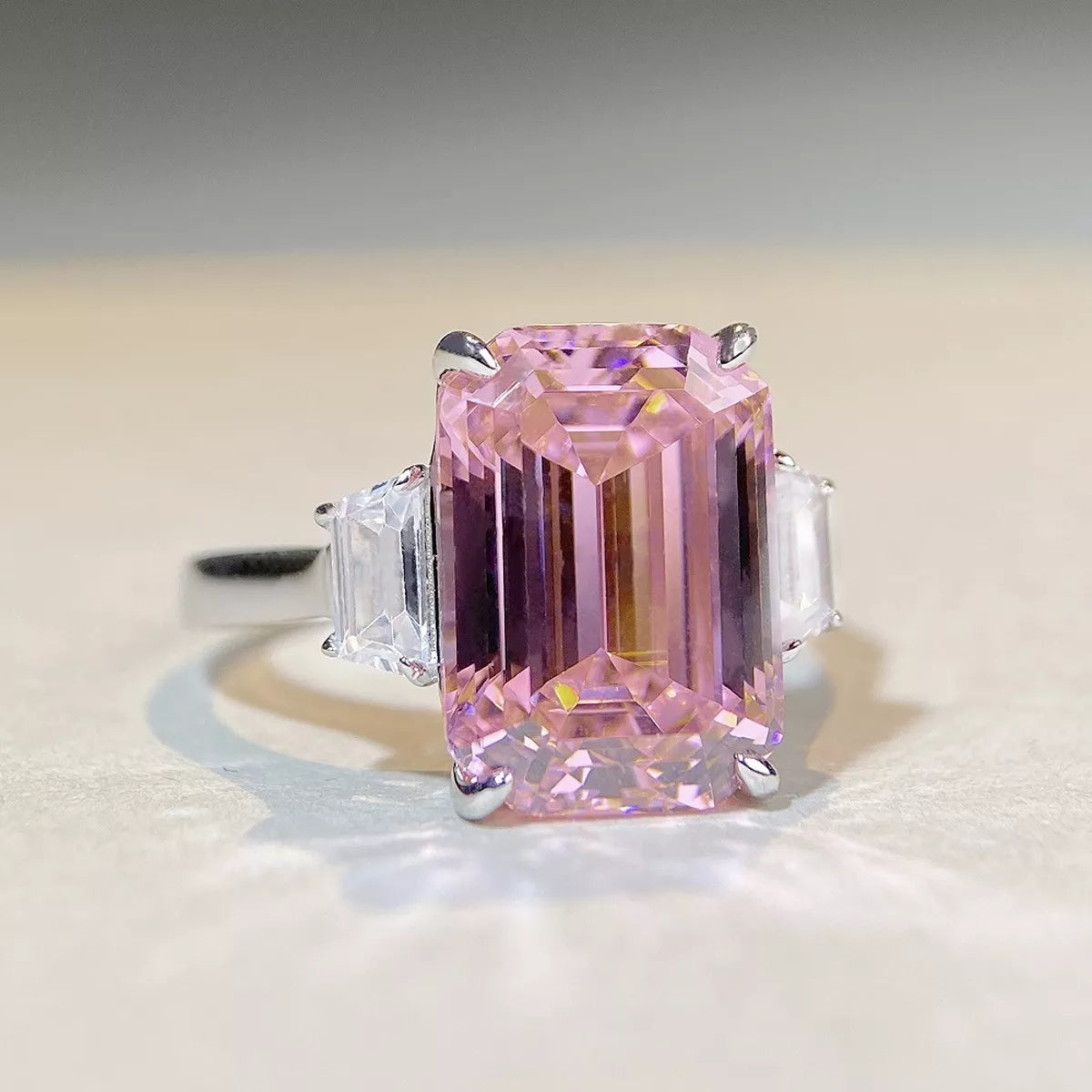 Sterling Silver Geometric Ring in Blush Pink - women's ring