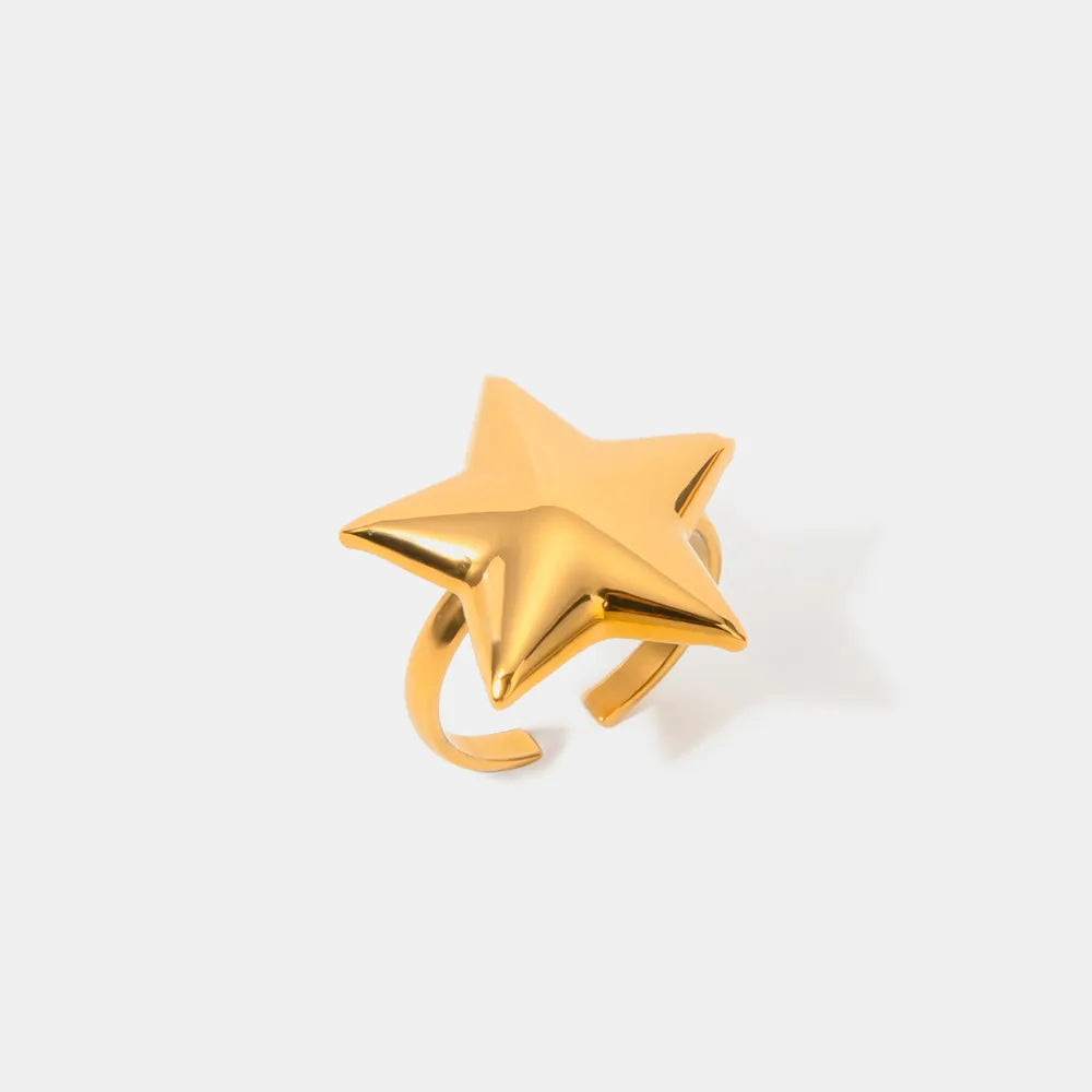 18K Gold-Plated Stainless Steel Star Ring in Gold - women's ring