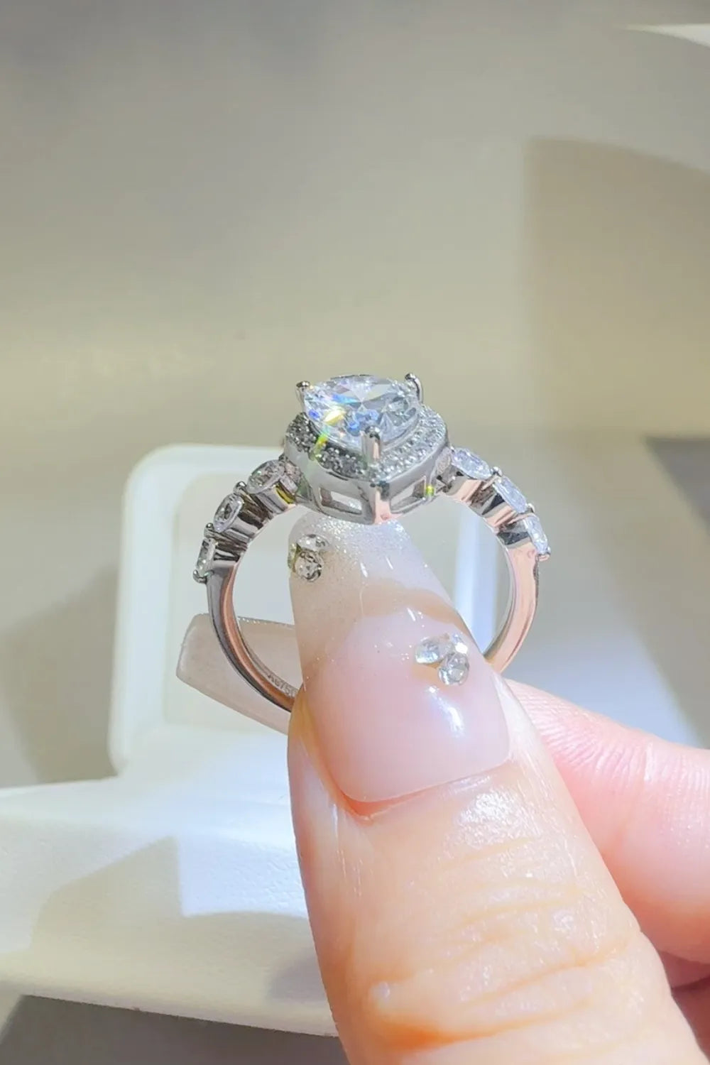 2 Carat Moissanite Sterling Silver Ring in Silver - women's ring