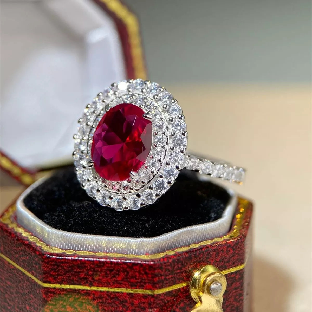 Sterling Silver Zircon Round Ring in Scarlet - women's ring
