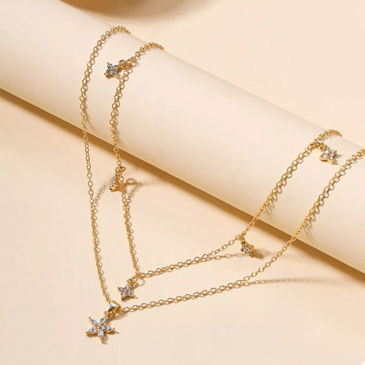 Double Layered Pendant Necklace in Gold - women's pendant necklace