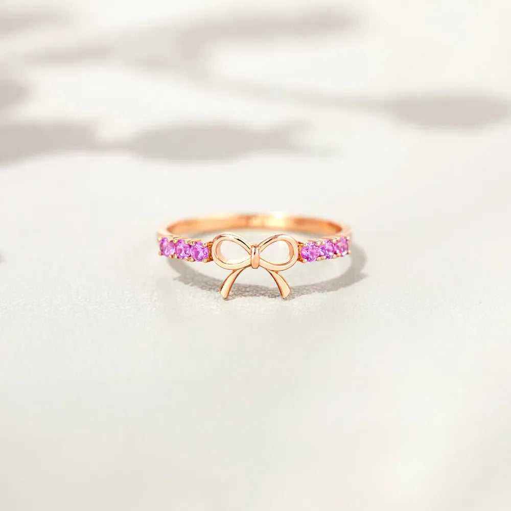 Sterling Silver Bow Ring in Rose Gold - women's ring