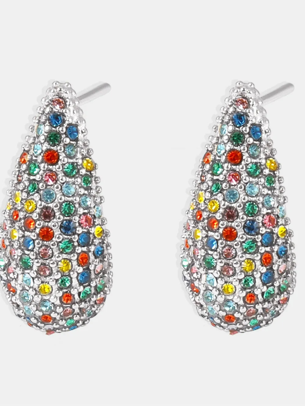 Stainless Steel Inlaid Zircon Teardrop Earrings - alternate earring view