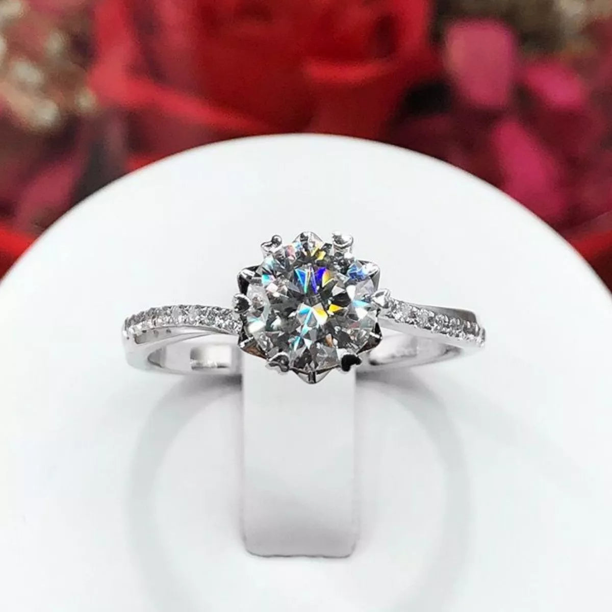 1 Carat Sterling Silver Moissanite Ring in Silver - women's ring