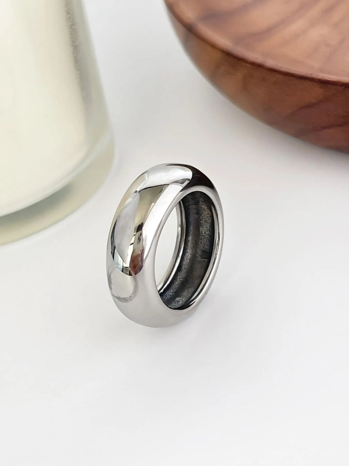 2-Piece 18K Gold-Plated Stainless Dome Band Rings in Gold & Silver - women's band ring