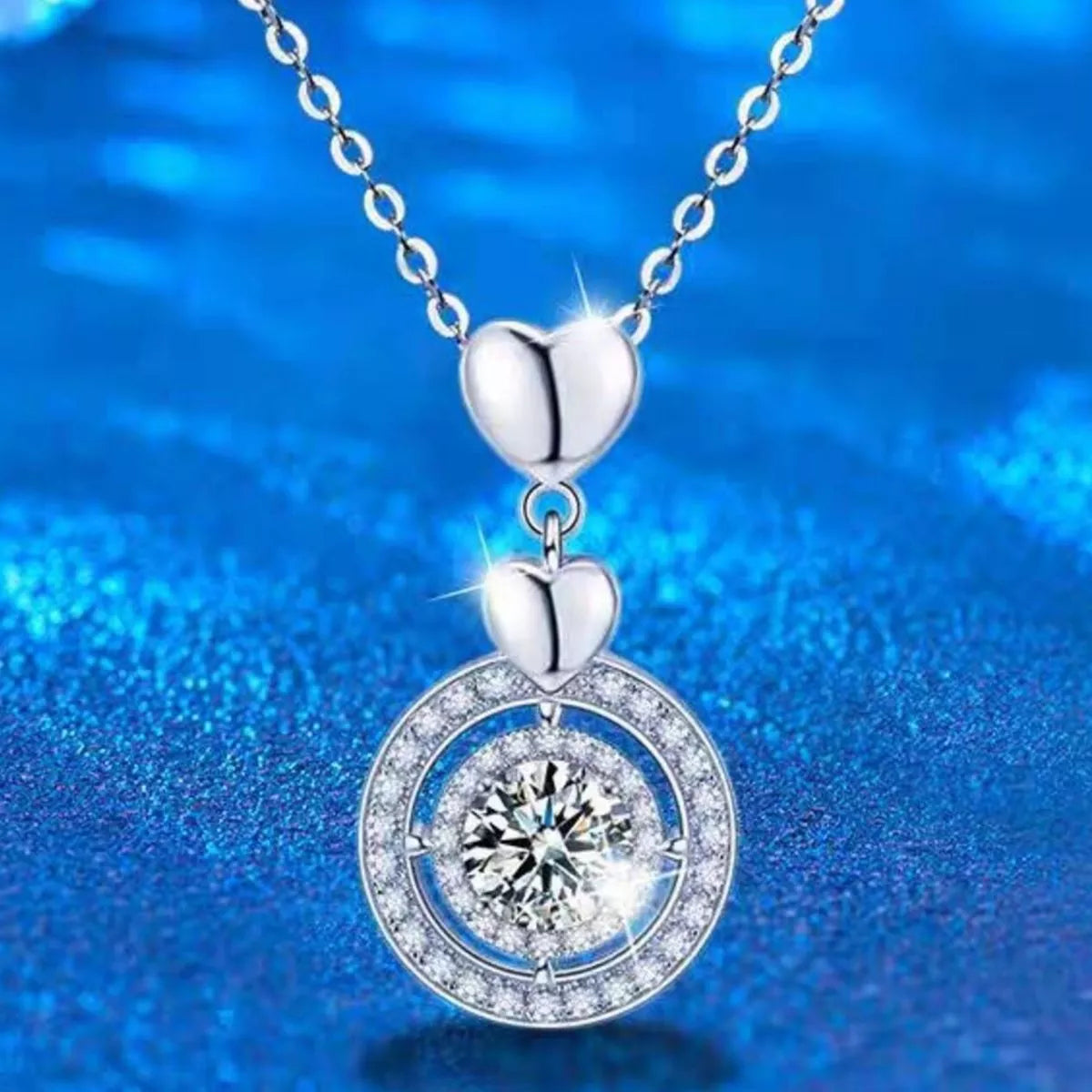 2 Carat Moissanite Sterling Silver Pendant Necklace - alternate necklace view