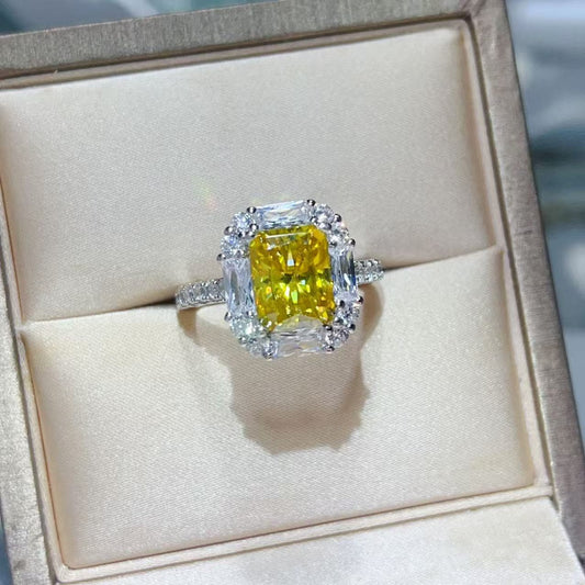 3 Carat Moissanite Sterling Silver Ring in Light Yellow - women's ring