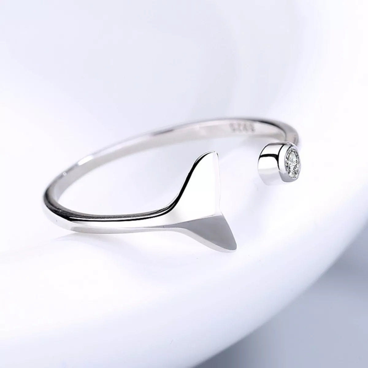 Sterling Silver Whale Tail Ring - alternate ring view