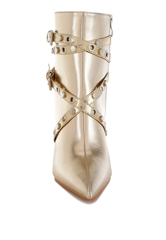 Studs Harness Ankle Boots